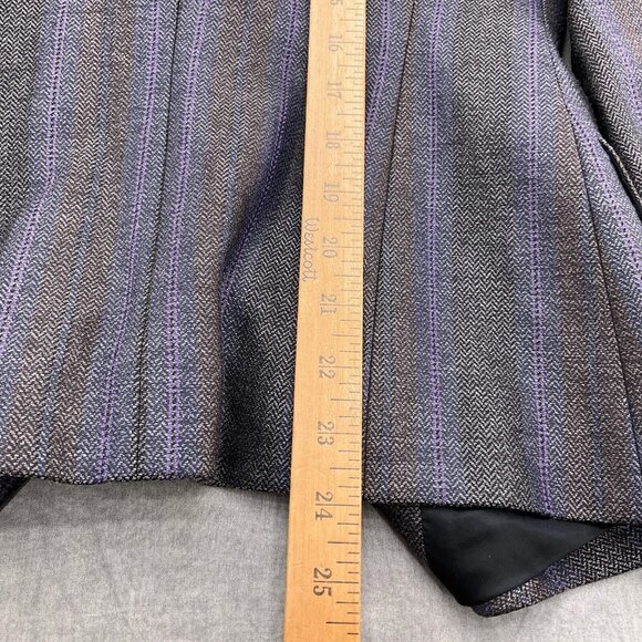 Escada Blazer Women 34 Gray Purple Stripe Herringbone Layer Collar Classic - Picture 8 of 10